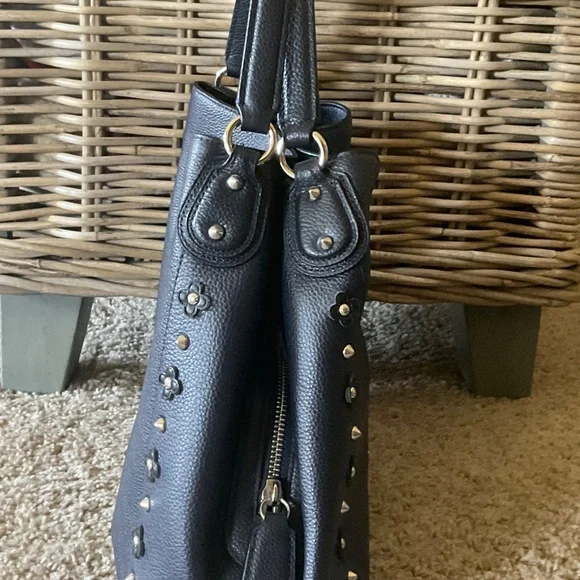 Coach Edie Floral Rivets Navy Shoulder Bag - Picture 4 of 6